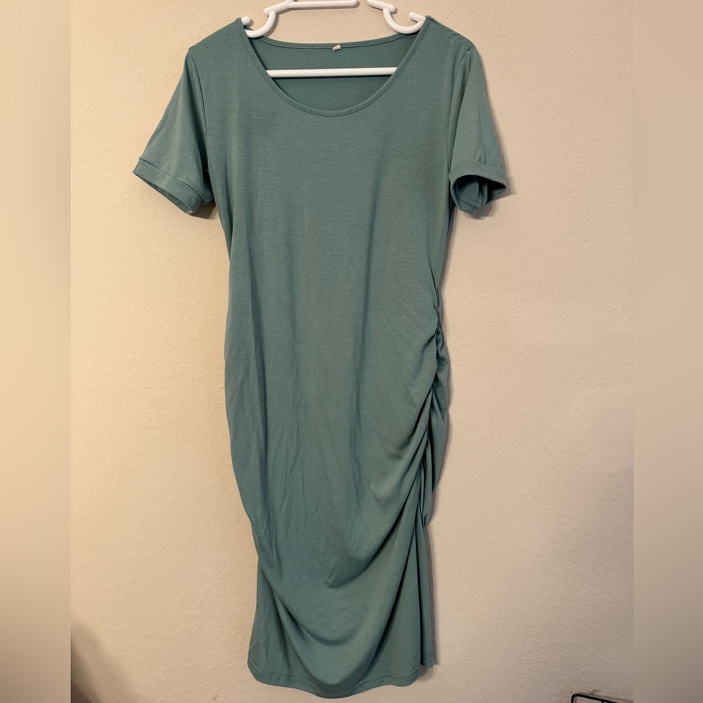 Maternity Teal Short Sleeve Dress